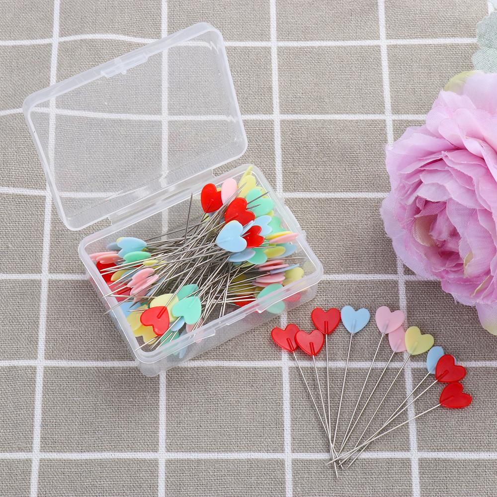 100 ШТ. Полезные мини-иглы Разноцветные швейные булавки Сердечко Лоскутное шитье Квилтинг