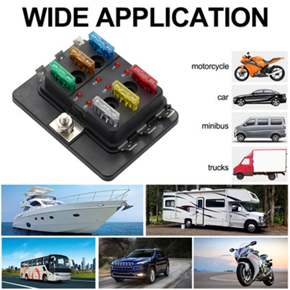 12 В 32 В 6-позиционный стандартный блок предохранителей с лезвием пластиковый держатель блока предохранителей со светодиодным индикатором с неисправностью для автомобиля морской караван