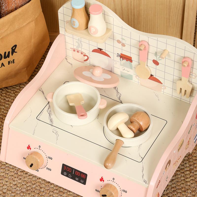 Wooden Kitchen Simulation Cooking Utensils Children Puzzle Toy Set For Kid Gift