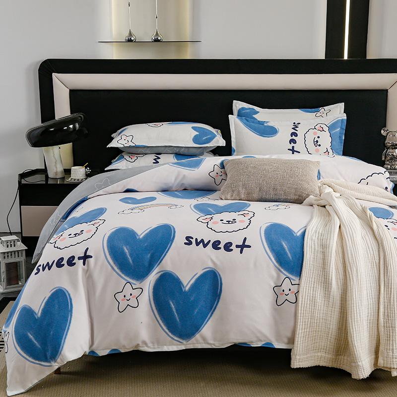 Комплект из четырех предметов из плотного хлопка с потертостями, комплект из 4 простыней и одеял, комплект из трех предметов для общежития