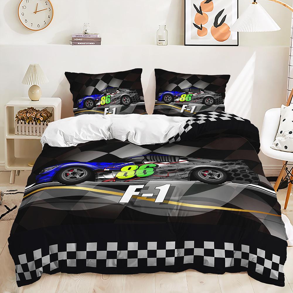 Bed Three-Piece Construction Car Racing Game Quilt Cover 3D Digital Printing Kit