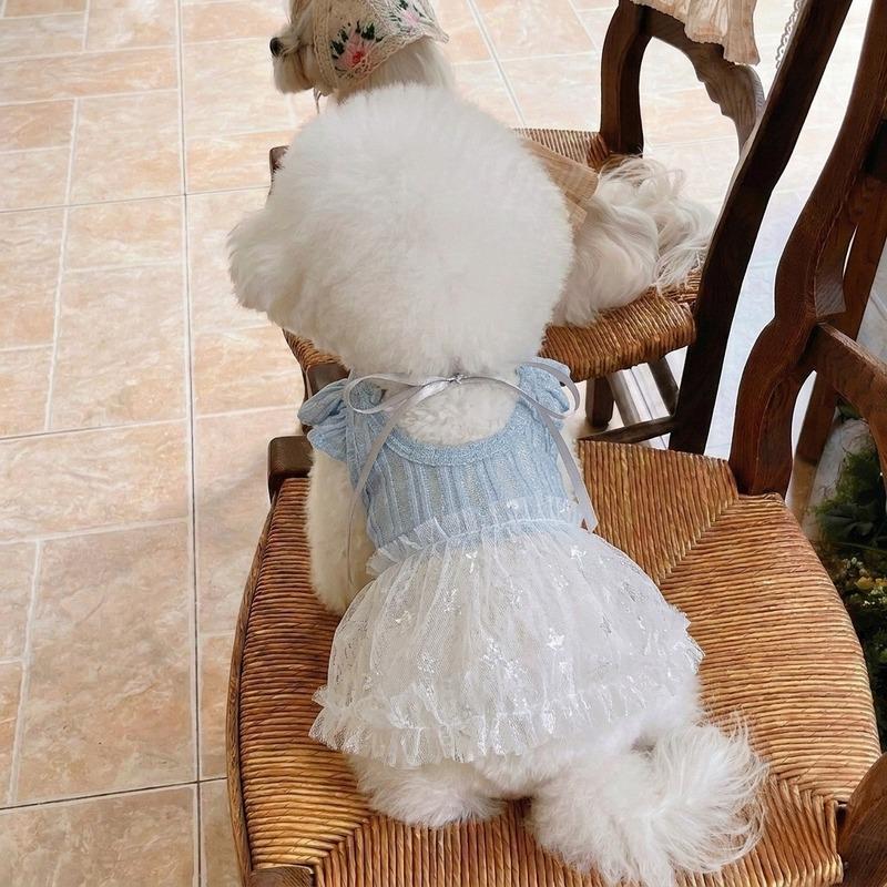 Pet Backless Dress Beautiful Dog Clothing Solid Color Maltese Suspender Small and Medium-sized Dog Princess Skirt