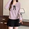 Tie Sweet Doll Collar Bow Tie Свитер, весна, осень и зима, облегающий прикрывающий свитер с длинными рукавами, трикотажные внутренние женские топы