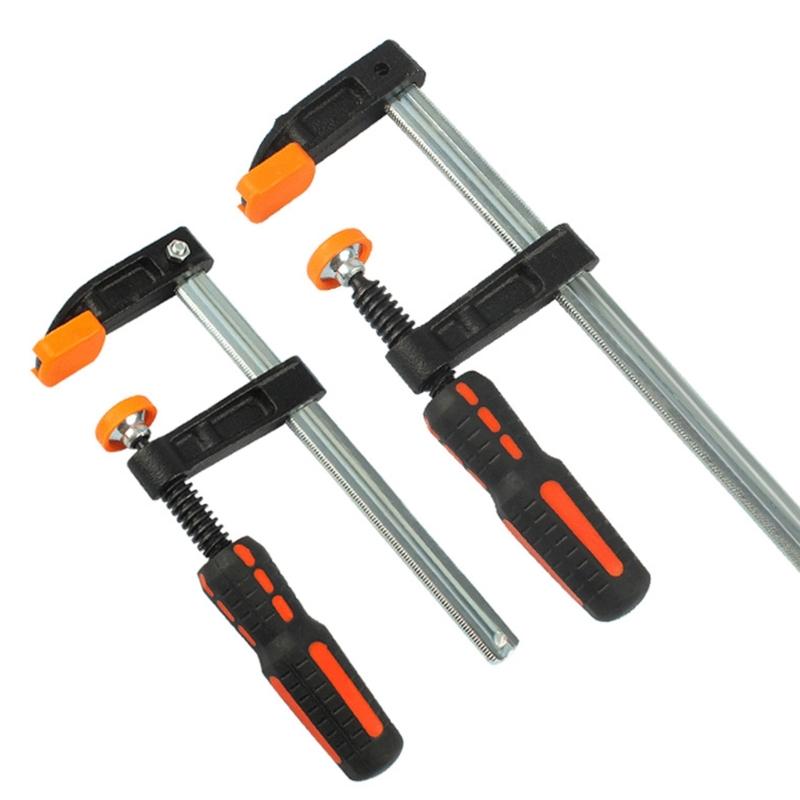 Струбцина F с эргономичным дизайном для столярных и ремесленных работ, усиленная, регулируемая, металлическая, для металлообработки