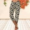 Long Pants, Summer Short Leggings, Short Tight Pants, Plus Size Leggins Women's Slim Fit 3D Daisy Printed Long Pants