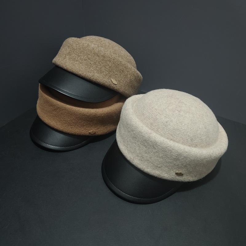 Autumn and winter new wool woolen cap women's versatile warm newsboy hat fashion show face small equestrian hat
