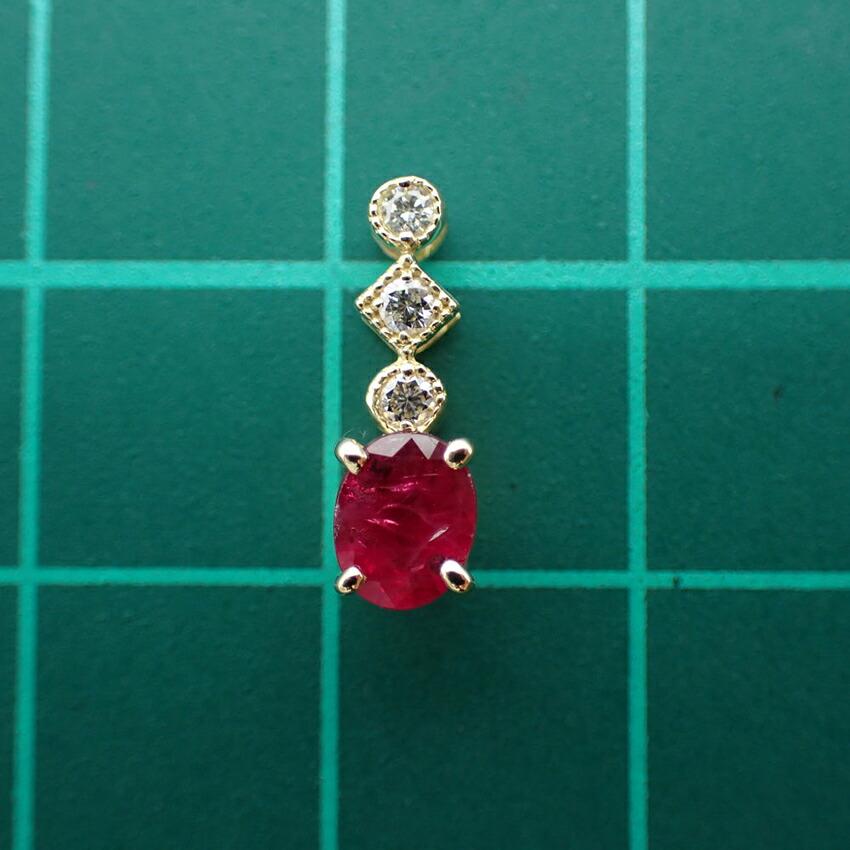 [New] K18 Ruby/Diamond OV Pendant Top [f1-3]