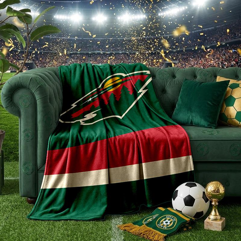 Хоккейная команда Minnesota Wild Бросает одеяло Фланелевые одеяла Плюшевые для дивана кровати Подарки для мужчин женщин Дорожное одеяло для пикника Рождественские подарки для фанатов