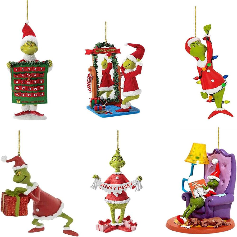 6шт Гринч елочные украшения висит акриловый 2D орнамент кулон партии