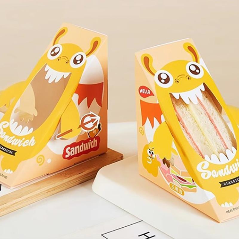 50 шт. коробка для сэндвичей с окошком упаковочная коробка для выпечки пирожных бумажная коробка для завтрака обертки для сэндвичей