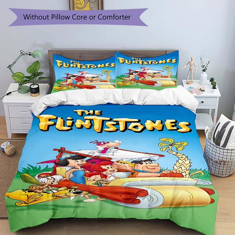 3pcs The Flintstones Duvet Cover Set, 1 Duvet Cover + 2 Pillowcases (No Insert), High-Definition Print, Home & Dorm Set yy251208095
