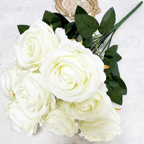 Букет имитированных роз Реалистичные искусственные розы Пучок искусственных роз с гибкими стеблями для домашнего декора вечеринок свадеб цветочных композиций