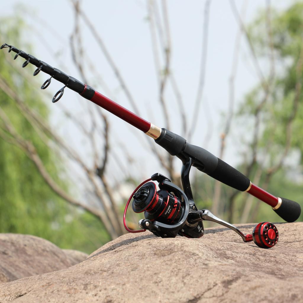 Telescopic Fishing Rod 5.0:1 Speed Metal Spool Fishing Reel Bass Freshwater Saltwater Outdoor Travel Fishing Tackle Rod Combo
