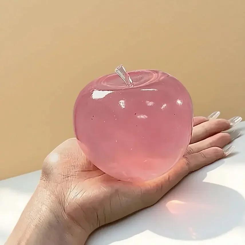 Яблоко-стрессбол, Кристальное, Мягкое, Ультратонкая Кожа, Гладкая Текстура, Игрушка для Стола, Подарок для Расслабления в Офисе, Сенсорная Игрушка