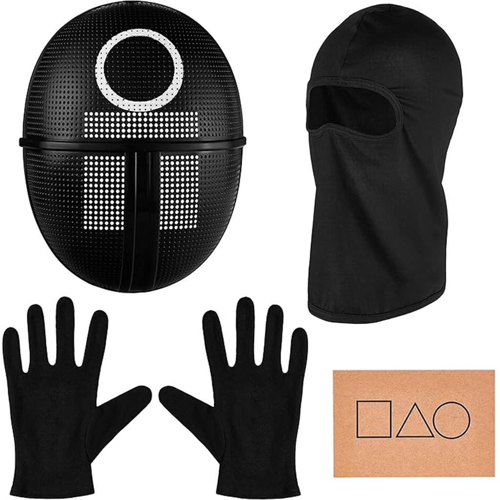 Игровая маска + черные перчатки + черная маска для лица + 1 игральная карта для карнавала для мужчин и женщин, набор из четырех