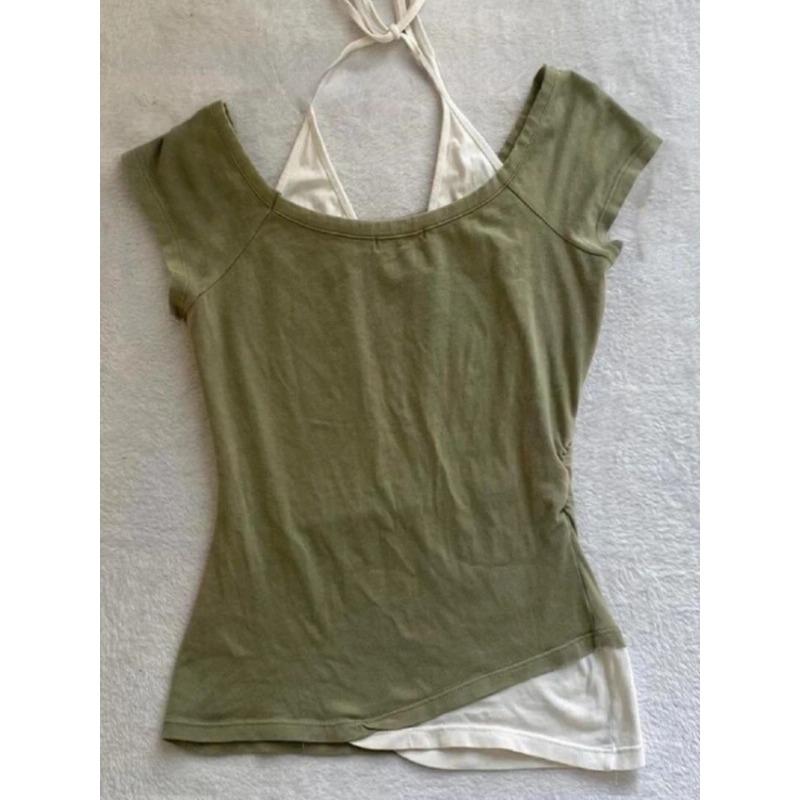 Летние поддельные две части бретелька через шею бандаж винтажные футболки Y2k эстетика тонкий укороченный топ женский гранж принт Harajuku повседневная сексуальная футболка