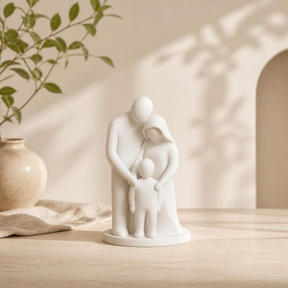 Home Ornament Family Hugging Figurine Family Of Three 4 Persons Figurine Office Room