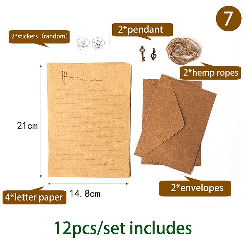 12 шт./компл. винтажные конверты из крафт-бумаги, набор бумаги для писем, блокнот для письма, приглашения
