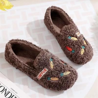 Плюшевые туфли на плоской подошве Fury Shoes для женщин, зимние теплые нескользящие туфли с мягкой подошвой из сои, повседневные туфли с мелкой подошвой