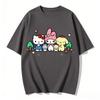 Летняя Милая Футболка с Групповым Принтом Персонажей Sanrio Повседневная Футболка с Коротким Рукавом для Мамы и Дочери Милый Семейный Комплект Одежды Топ