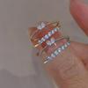 2/4Pcs Finger Ring Heart Shining Cubic Zirconia Inlaid Opening Adjustable Finger Band Jewelry Accessory