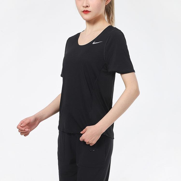 (WMNS) Спортивная футболка Nike Dri-FIT для тренировок, быстросохнущая, с коротким рукавом, черная, женская CJ9445-010