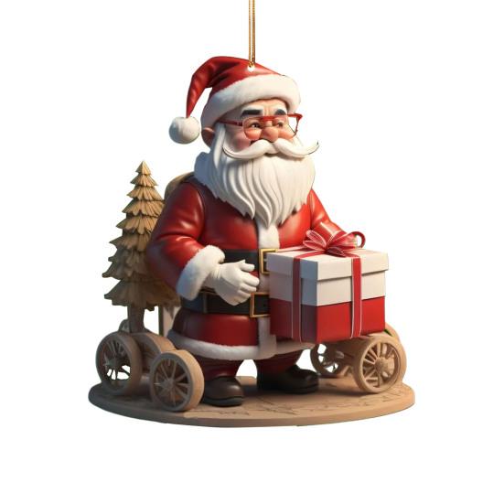 1 Pair Santa Claus Pendants Acrylic Colorful Hanging Christmas Decorations Classic Santa Festive Holiday Decor Gifts for Friends Family CDN