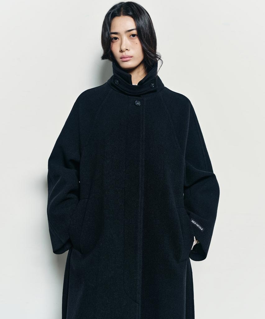 Nick&Nicole Wool Raglan Balmacaan Long Coat_Black