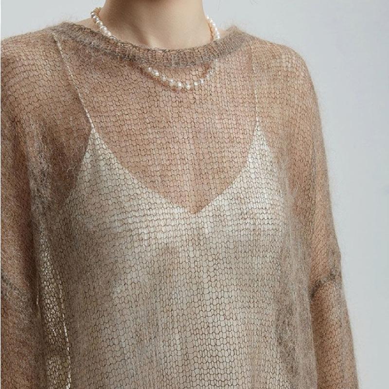 Unique Long Sleeved Beautiful Women's Loose Hollow Knitted Sweater Top