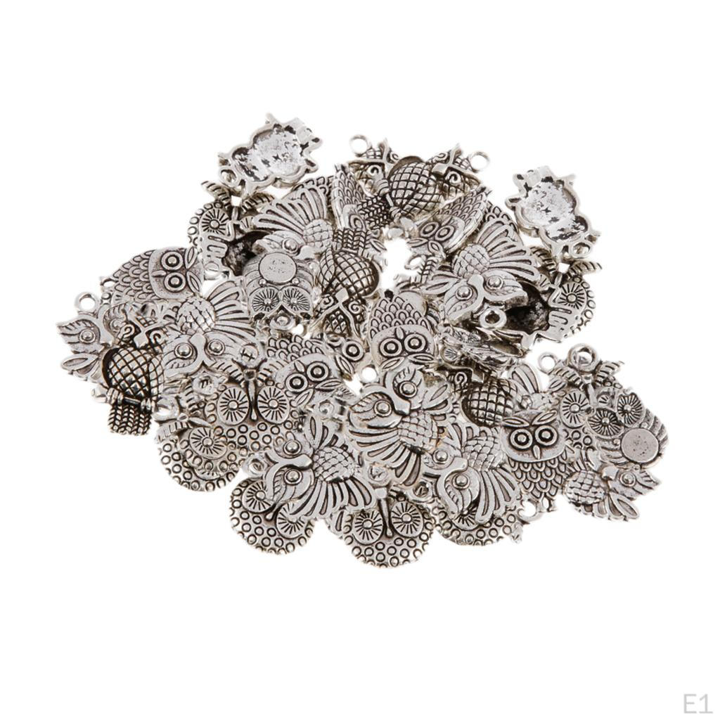 50 шт. × тибетский стиль сплава подвески в виде совы винтажные подвески смешанной формы для Хэллоуина ювелирные изделия