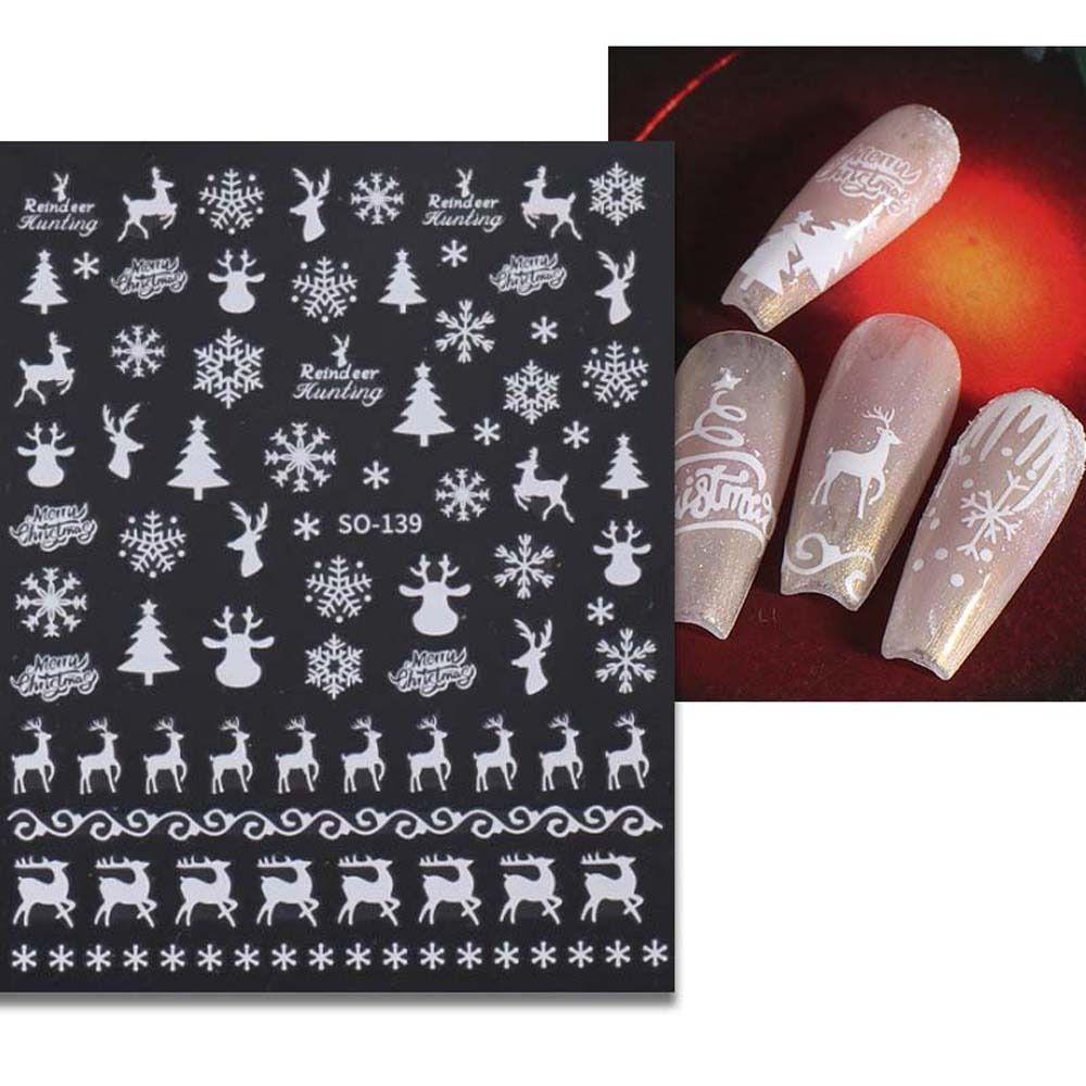 Снежинки Рождественские наклейки для ногтей Санта Клаус Рождественские украшения для ногтей Салон маникюра