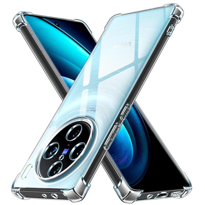 Четырехугольный противоударный чехол TPU для VIVO X100 Pro X90 Pro+ Plus Защитный чехол Прозрачный чехол Fundas Coque
