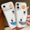Милый чехол с принтом космонавта и блестящими бриллиантами для iPhone 17 Air 16e 16 14 15 13 17 Pro Max 15 16 Plus 17 Мягкий силиконовый чехол для телефона