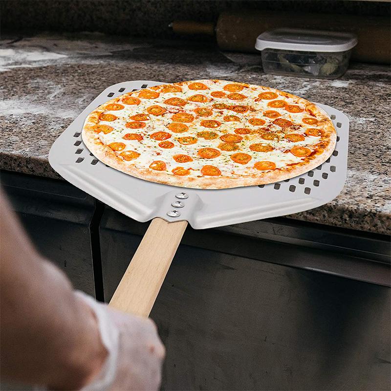 Премиум алюминиевая лопатка для пиццы, инструменты для снятия кожуры, нескользящая деревянная ручка, лопатка для резки хлеба, сырорезка, лопатка для выпечки, аксессуары