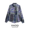24 Spring New Simple Style Women's Clothing Casual Loose Patchwork Print Silk Satin Texture Shirt 2298073 330