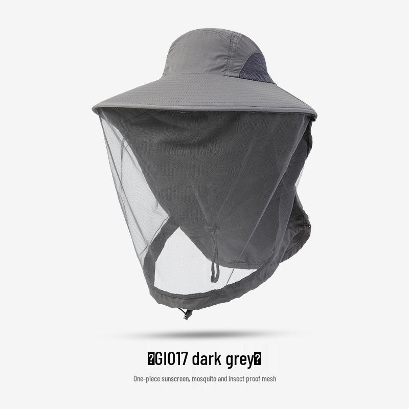 Мужская шляпа с широкими полями и защитой от УФ-лучей для рыбалки с сеткой от насекомых