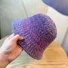 Вязаная шапка из шерсти с плавным переходом цвета, женская, осенне-зимняя, универсальная, шапка-ведро, ретро, теплая шапка рыбака