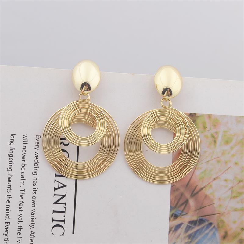Многослойные геометрические круглые металлические серьги-капли для женщин, новые преувеличенные темпераментные золотые ювелирные изделия