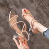 Fashion Silver Gold Sandals Elegant Fashion Designer Rhinestone Summer New 2024 Medium Heel Shoes Dress Woman Stiletto Heels Party Sexy