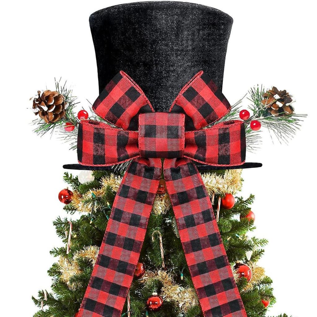 Christmas Hat Decoration Retractable Tree Top Hat Creative Bow Tree Top
