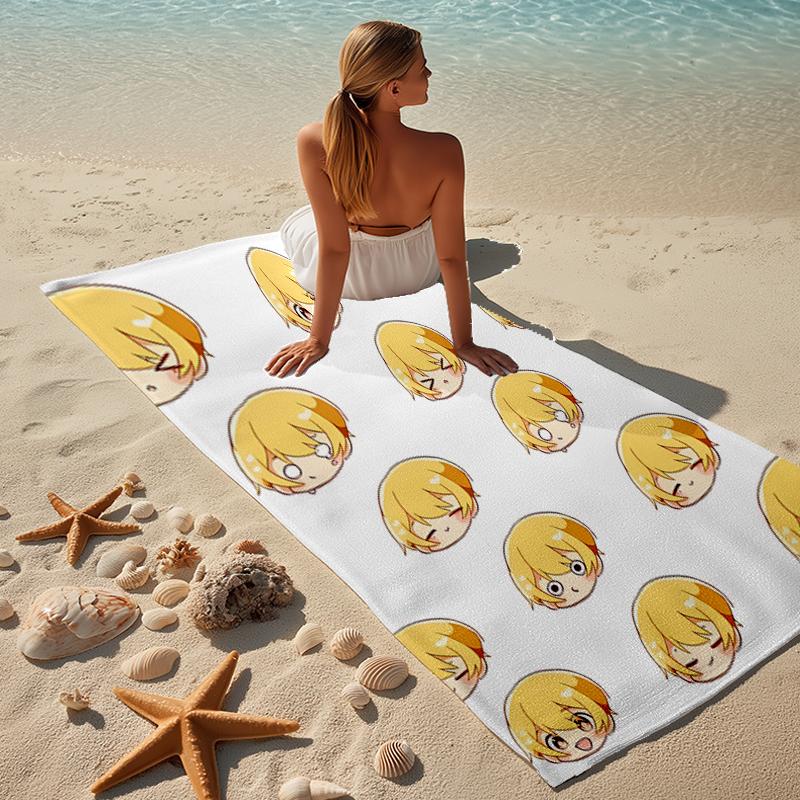 proof beach towel with a Tenma Tsukasa pattern - soft,absorbent,quick-drying,machine washable - perfect for swimming,camping,bathing