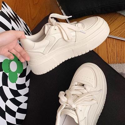 Кожаные туфли на толстой подошве для увеличения роста, детские весенние новые универсальные дышащие маленькие белые туфли, повседневная спортивная обувь для женщин