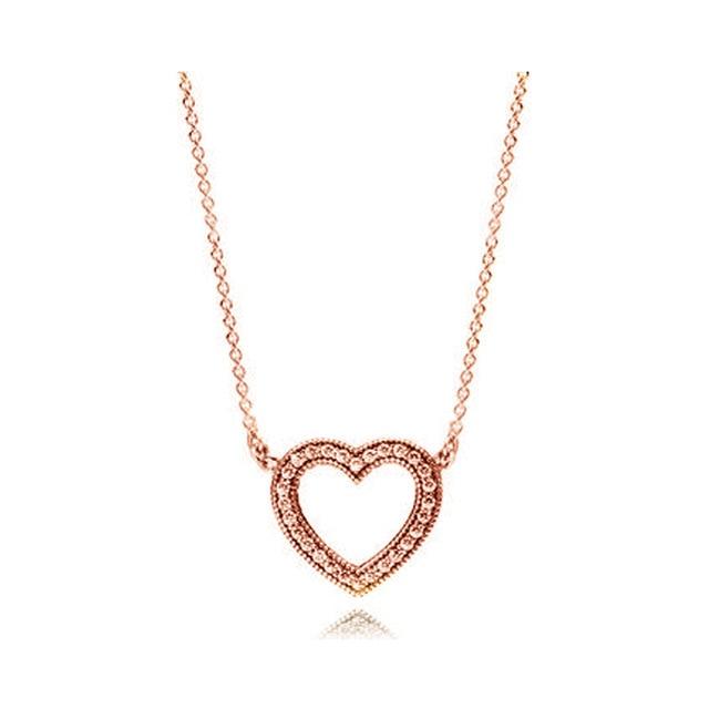 925 Sterling Silver Pan Model Hearts of Winter Forever Vintage Allure Fairytale Tiara Glamour Necklace for Women