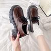 Black Platform Versatile Loafer Single Shoes Women's 2025 Spring and Autumn New Retro British Style Heightening Lace-up Jk Small Leather Shoes