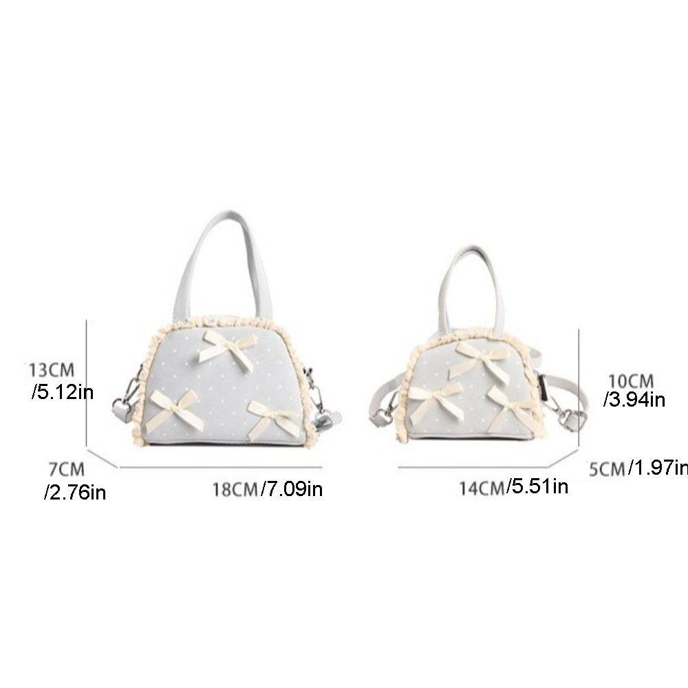 Top Handle Polka Dot Handbag Ruffles Shoulder Bag Sweet Leather Crossbody Bag Shopping