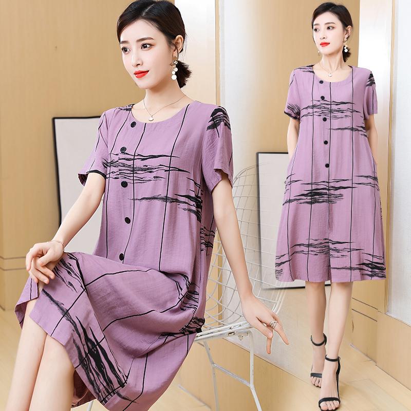 Summeremr, длинное платье с короткими рукавами, винтажный свободный сарафан, женские повседневные платья с круглым вырезом, большие размеры, женская одежда