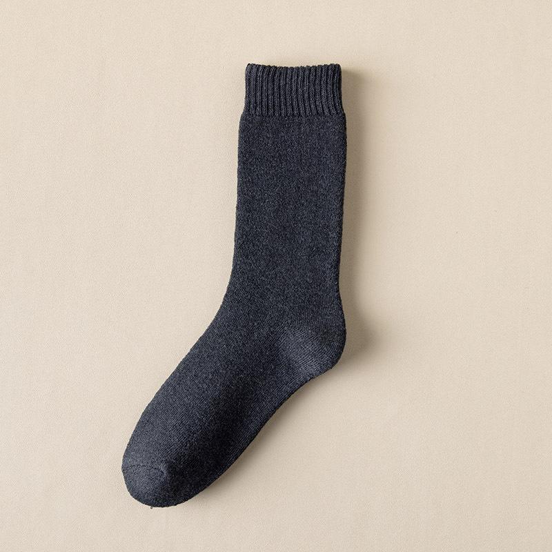 Мужские деловые носки для экипажа, однотонные мужские зимние утепленные носки, хлопковые спортивные носки с высокой трубкой