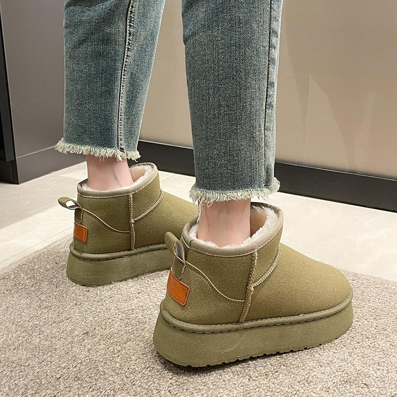 Осенние и зимние меховые зимние сапоги, женские меховые ботинки на толстой подошве, короткие сапоги на губчатой подошве