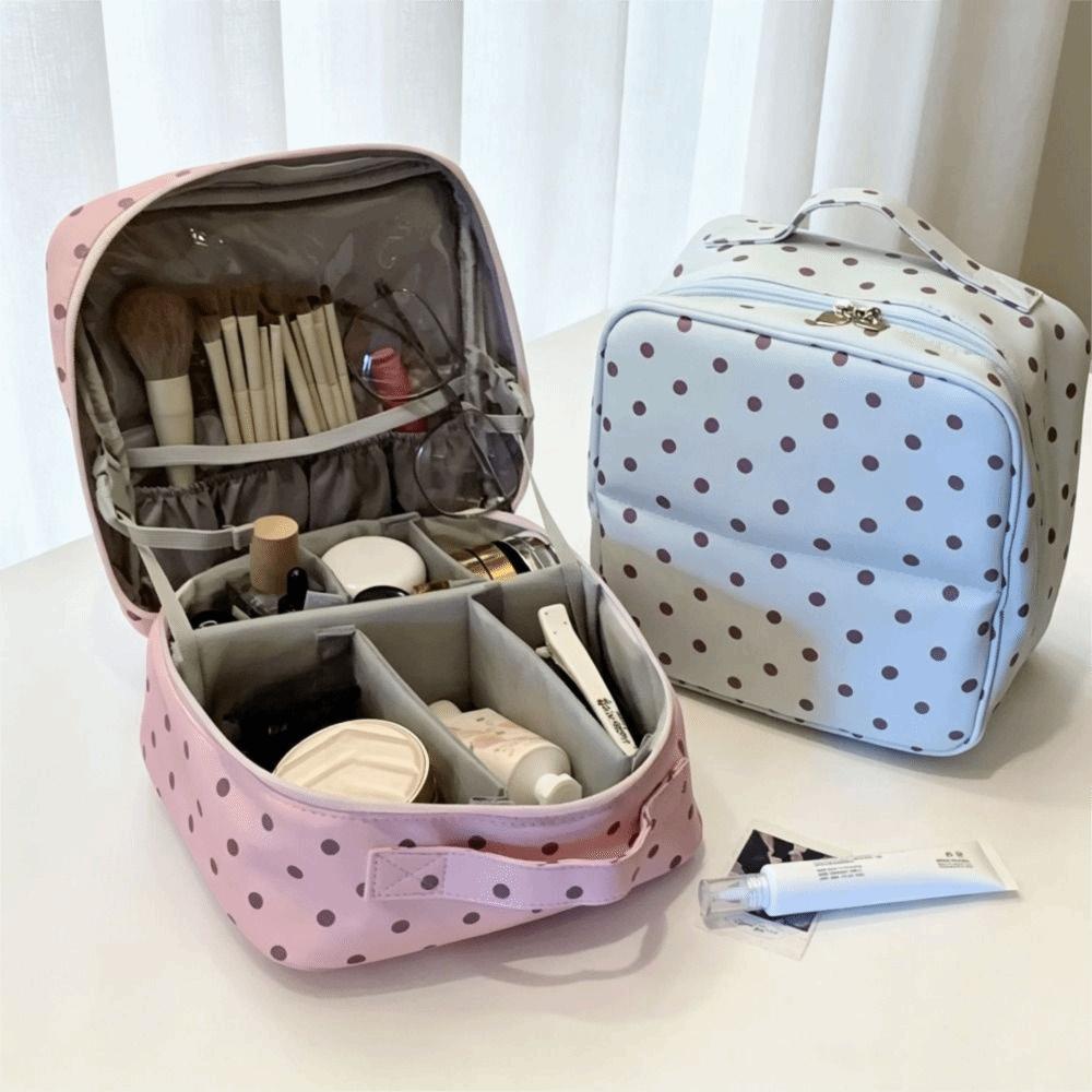 Multi-Partition Cosmetics Organizer Foldable Cosmetics Handbag Toiletry Pouch Travel Use