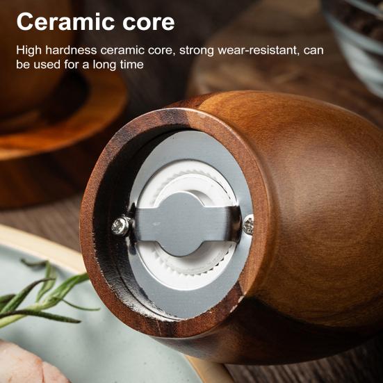 Ручная мельница для перца, современная ручная мельница с корпусом из акации, металлической ручкой, керамическими лезвиями, ретро-мельница для соли для кухни